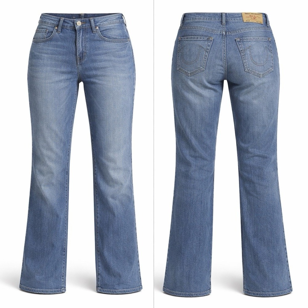True Religion Jeans Men's 34/25 Ricky RELAXED Straight Light Wash WHISKERING